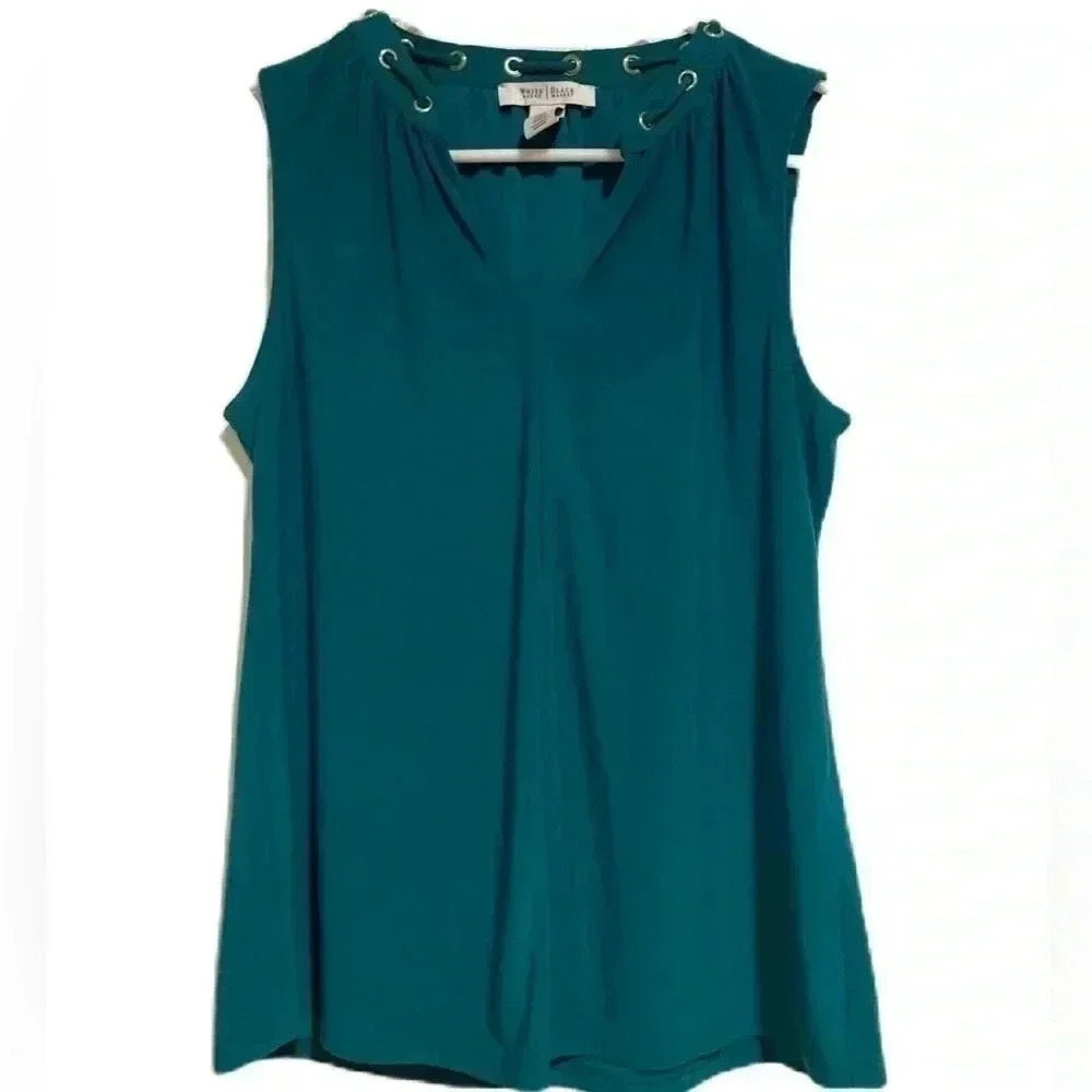 White House Black Market Women’s Sleeveless Blouse Top Turquoise Sz. XS
